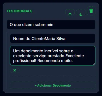 Módulo Depoimentos