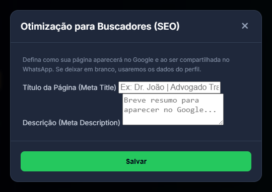 Configuração de SEO